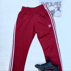 Burgundy Adidas Track Pants